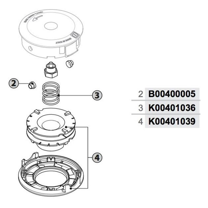 Głowica z żyłką Tecomec TA2 8x1,25 - lewy gwint męski