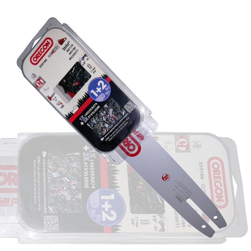 Zestaw Oregon Combo 559166 prowadnica + 2 łańcuchy140SXEA074+91VXL050E