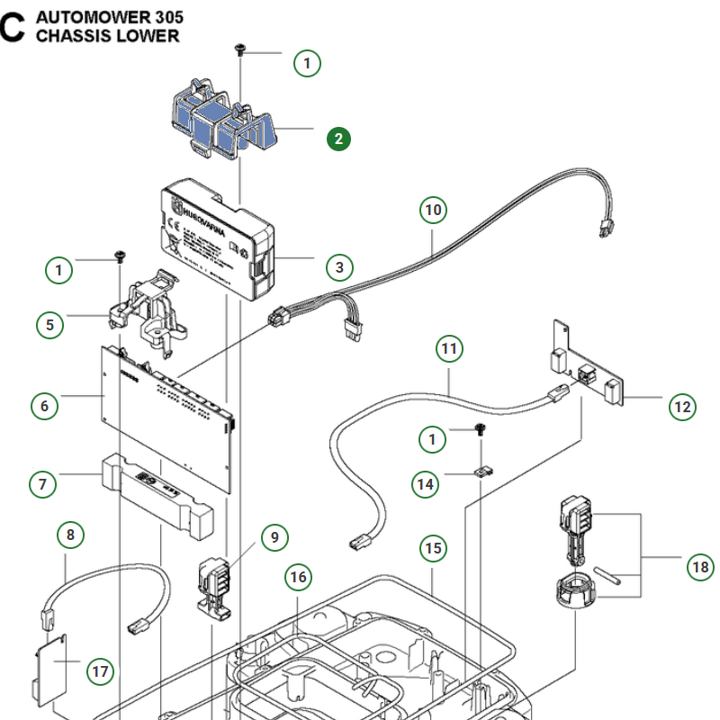 Uchwyt baterii Husqvarna Automower® 305, 310 i 315 Mark II (596568101)