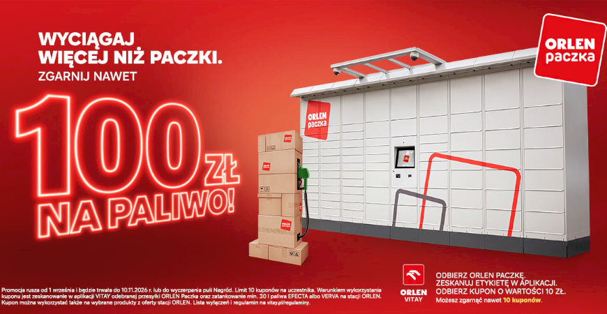 Promocja ORLEN Paczka – odbierz do 100 zł na paliwo przy zakupach