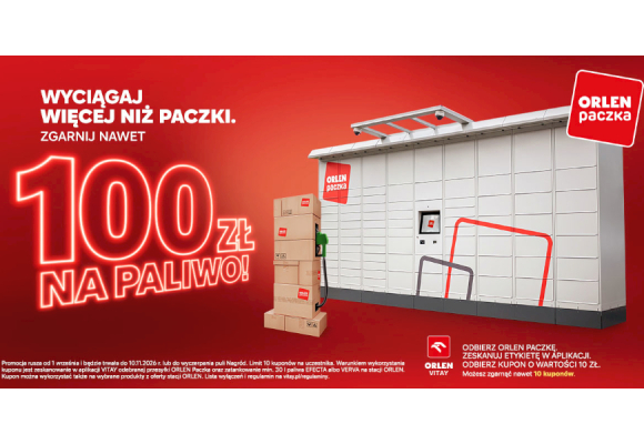 Promocja ORLEN Paczka – odbierz do 100 zł na paliwo przy zakupach